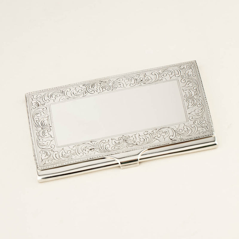 Sterling Silver Patterned Card Case-Silverware-Walker & Hall
