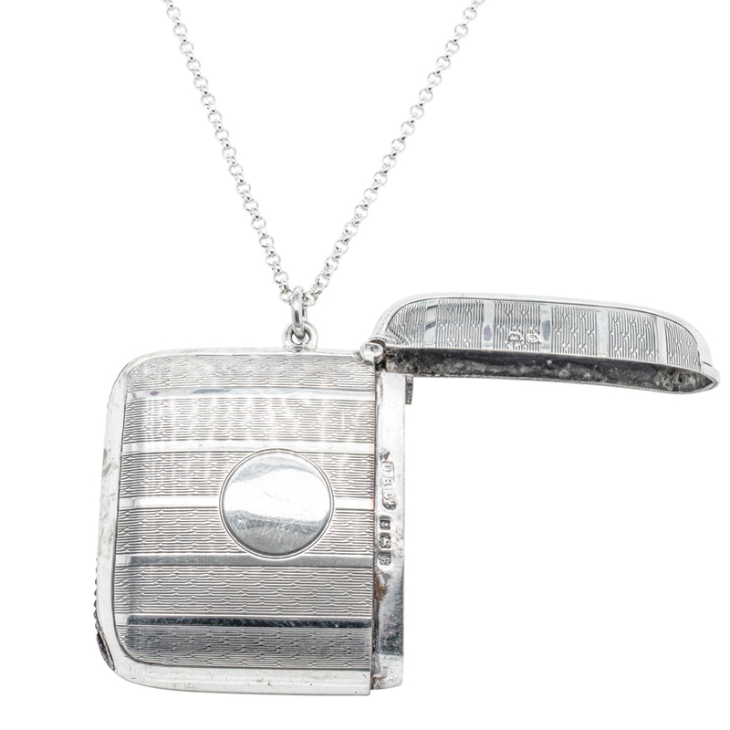 Vintage Sterling Silver Vesta Case with Chain-Vesta Case-Walker & Hall