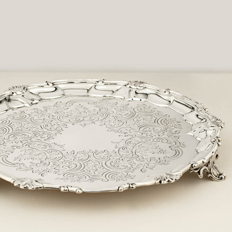 Sterling Silver Engraved Salver-Silverware-Walker & Hall