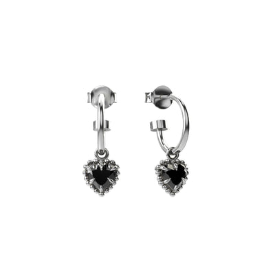 Stolen Girlfriends Club Dahlias Heart Anchor Earrings - Silver & Onyx - Earrings - Walker & Hall