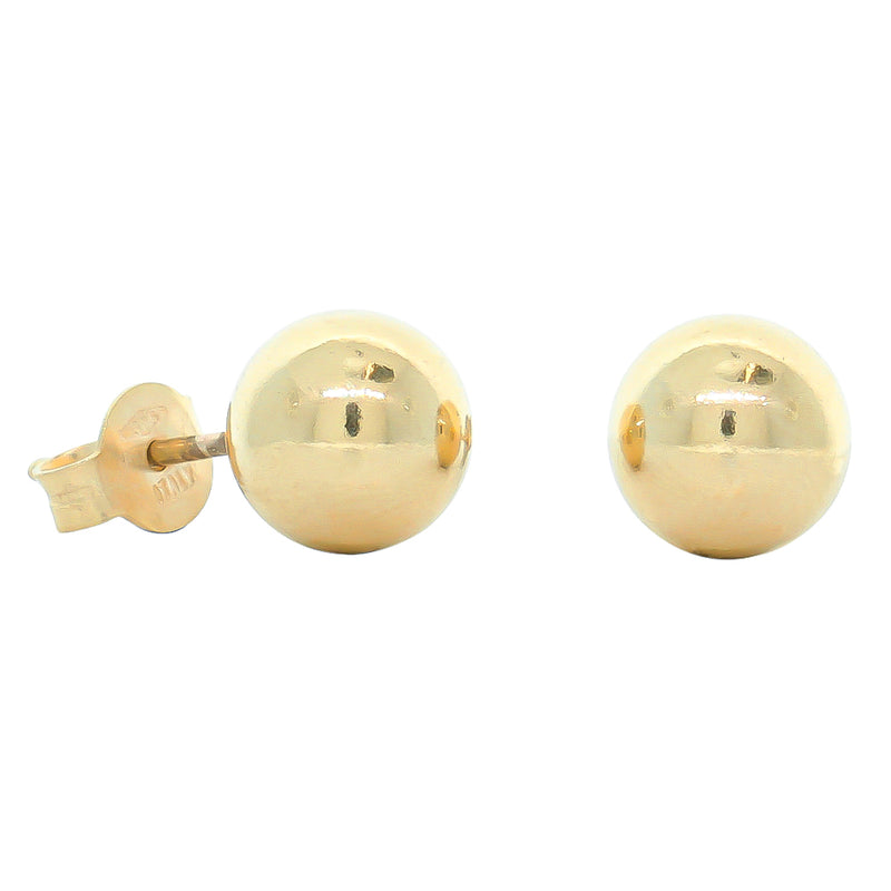 9ct Yellow Gold 8mm Ball Stud Earrings-Earrings-Walker & Hall