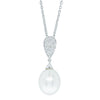 9ct White Gold Pearl & Diamond Pendant-Necklace-Walker & Hall