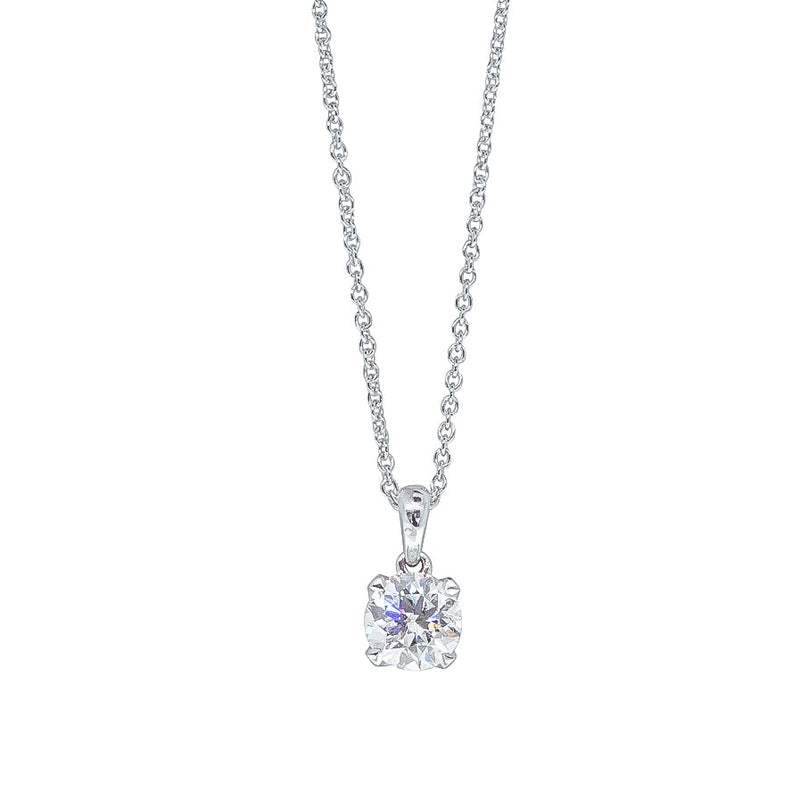 18ct White Gold 1.01ct Diamond Blossom Pendant-Necklace-Walker & Hall