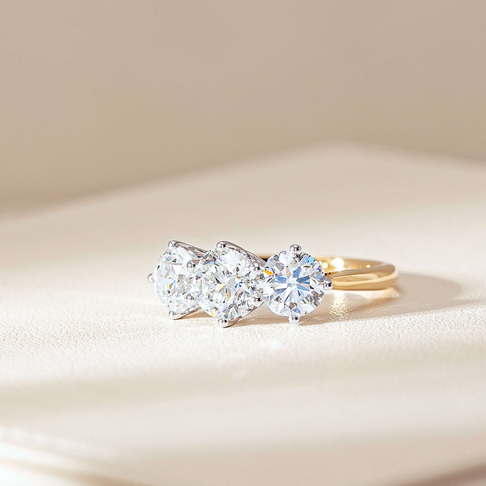 Natural Diamond Three Stone Engagement Ring
