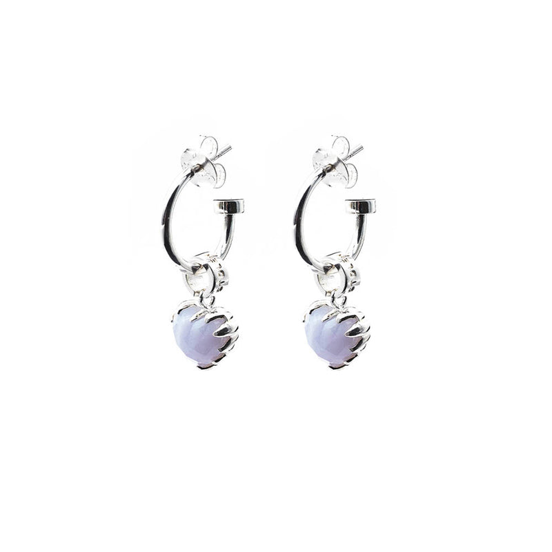 Stolen Girlfriends Club Love Anchor Earrings - Sterling Silver & Blue Lace Agate-Earrings-Walker & Hall