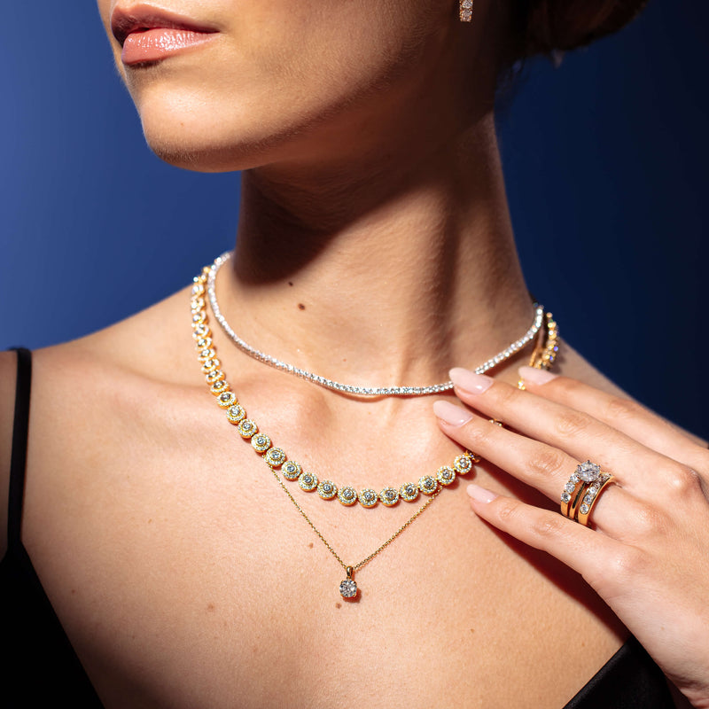 18ct Yellow Gold 1.01ct Diamond Blossom Pendant-Necklace-Walker & Hall