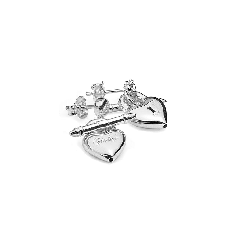 Stolen Girlfriends Club Love Locket Fob Earrings - Sterling Silver-Earrings-Walker & Hall