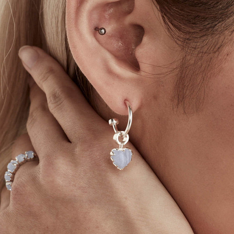 Stolen Girlfriends Club Love Anchor Earrings - Sterling Silver & Blue Lace Agate-Earrings-Walker & Hall