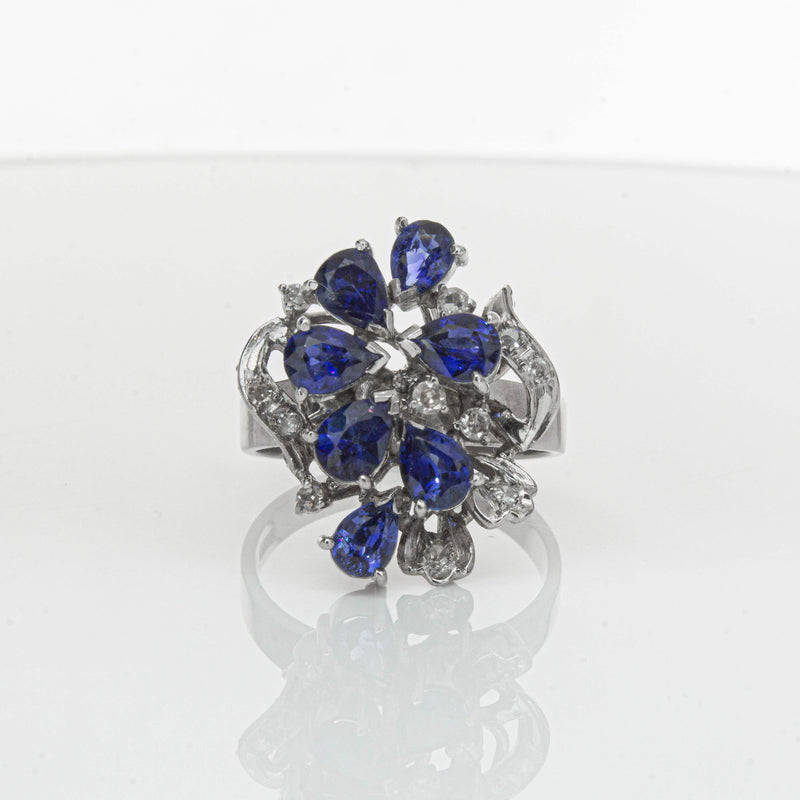 Deja Vu Silver/Palladium/Gold Sapphire & Diamond Ring - Ring - Walker & Hall