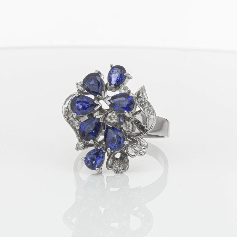 Deja Vu Silver/Palladium/Gold Sapphire & Diamond Ring - Ring - Walker & Hall