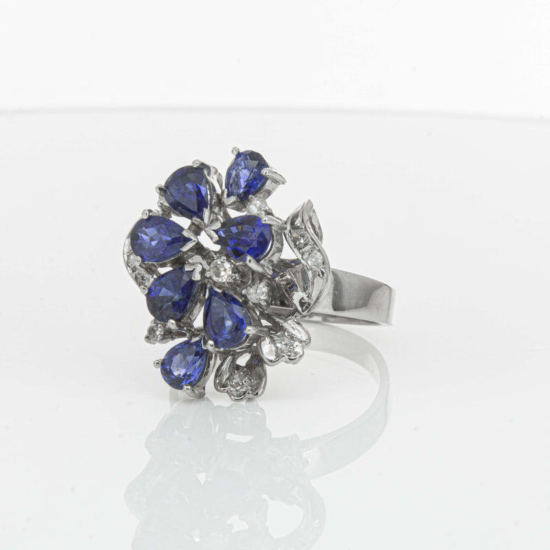 Deja Vu Silver/Palladium/Gold Sapphire & Diamond Ring - Ring - Walker & Hall