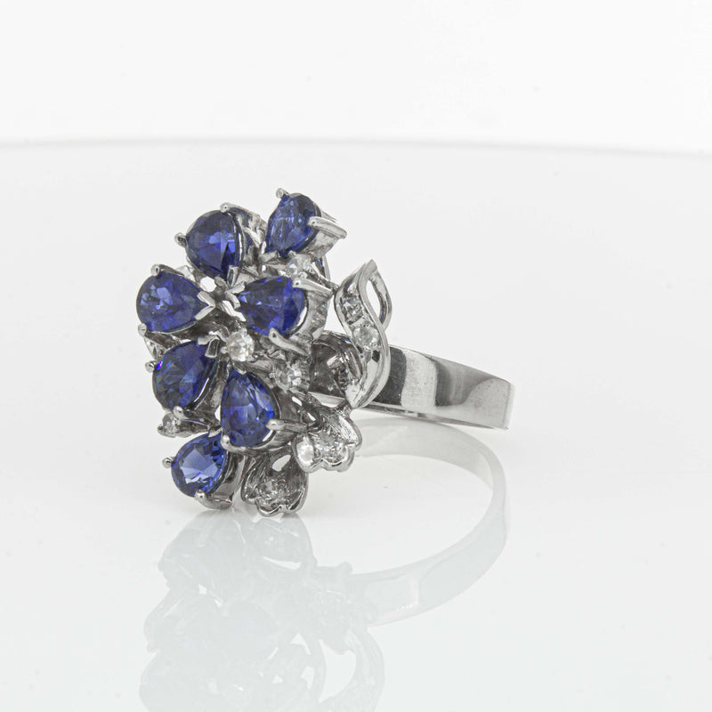 Deja Vu Silver/Palladium/Gold Sapphire & Diamond Ring - Ring - Walker & Hall