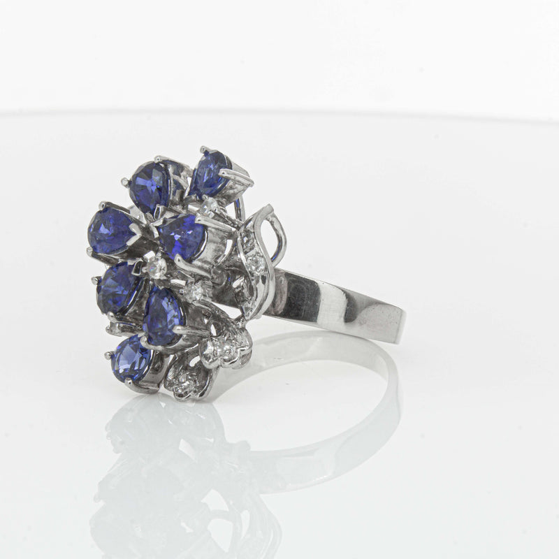Deja Vu Silver/Palladium/Gold Sapphire & Diamond Ring - Ring - Walker & Hall