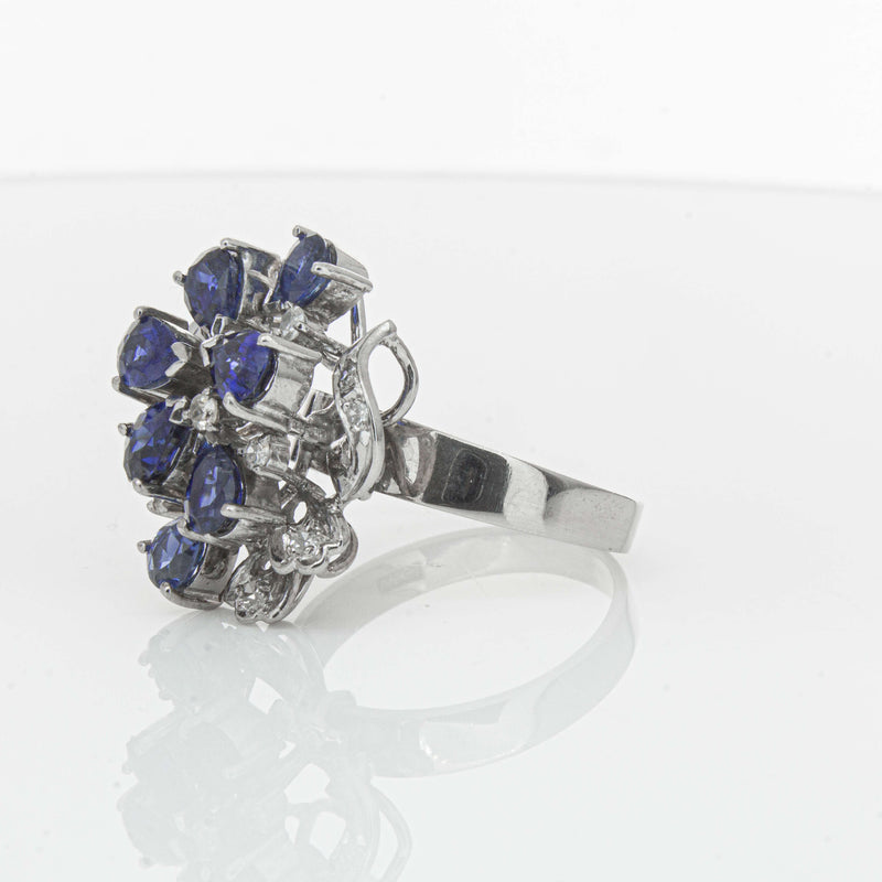 Deja Vu Silver/Palladium/Gold Sapphire & Diamond Ring - Ring - Walker & Hall