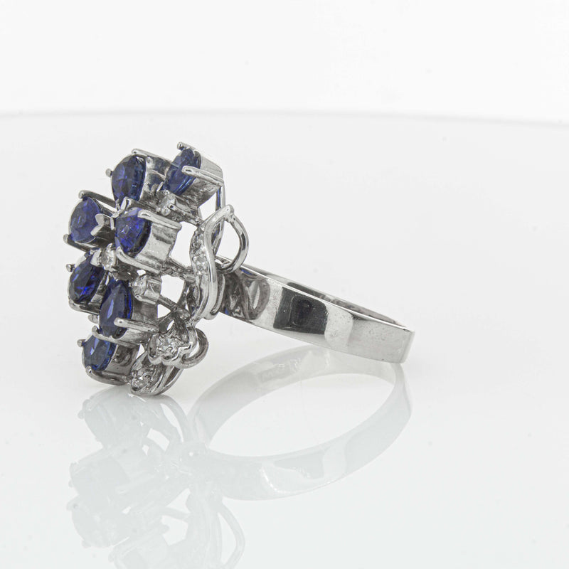 Deja Vu Silver/Palladium/Gold Sapphire & Diamond Ring - Ring - Walker & Hall