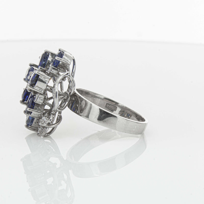 Deja Vu Silver/Palladium/Gold Sapphire & Diamond Ring - Ring - Walker & Hall