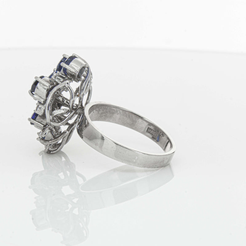 Deja Vu Silver/Palladium/Gold Sapphire & Diamond Ring - Ring - Walker & Hall