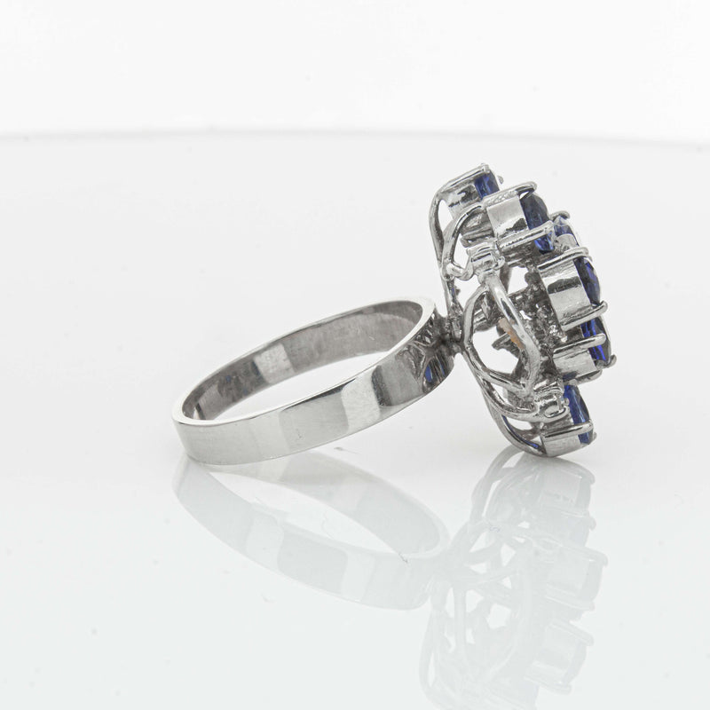 Deja Vu Silver/Palladium/Gold Sapphire & Diamond Ring - Ring - Walker & Hall