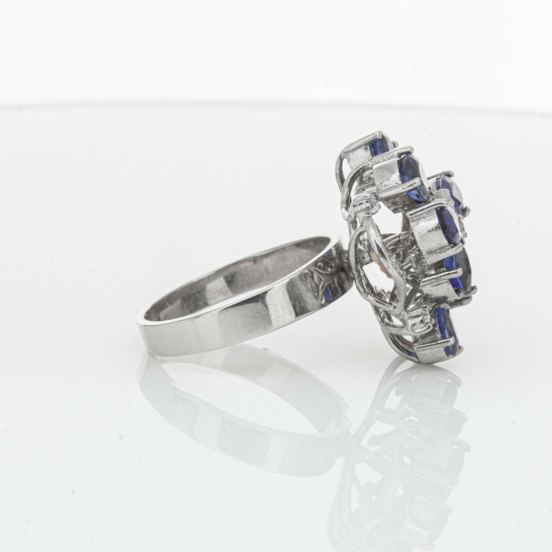 Deja Vu Silver/Palladium/Gold Sapphire & Diamond Ring - Ring - Walker & Hall