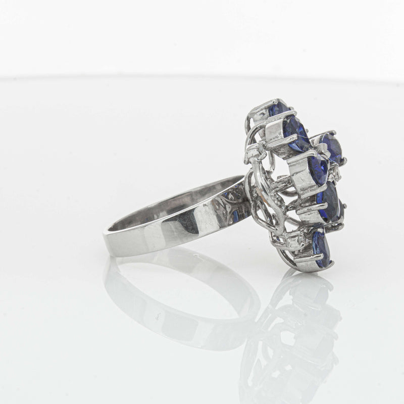 Deja Vu Silver/Palladium/Gold Sapphire & Diamond Ring - Ring - Walker & Hall