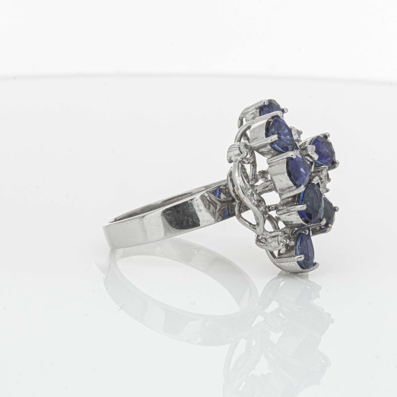 Deja Vu Silver/Palladium/Gold Sapphire & Diamond Ring - Ring - Walker & Hall