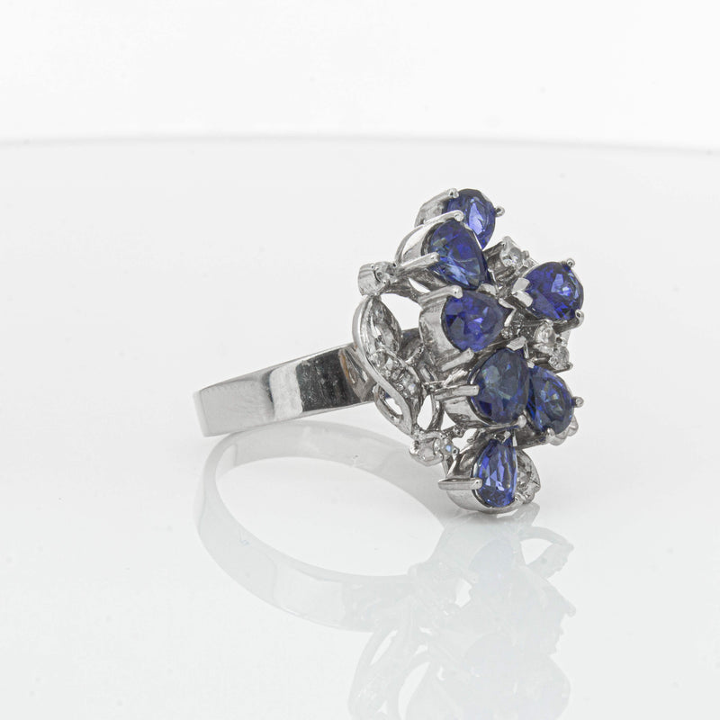 Deja Vu Silver/Palladium/Gold Sapphire & Diamond Ring - Ring - Walker & Hall