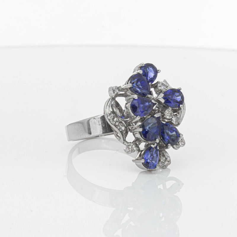 Deja Vu Silver/Palladium/Gold Sapphire & Diamond Ring - Ring - Walker & Hall