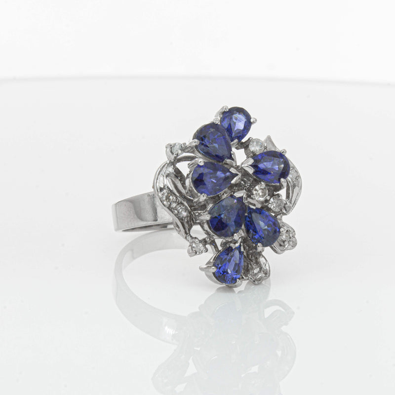 Deja Vu Silver/Palladium/Gold Sapphire & Diamond Ring - Ring - Walker & Hall