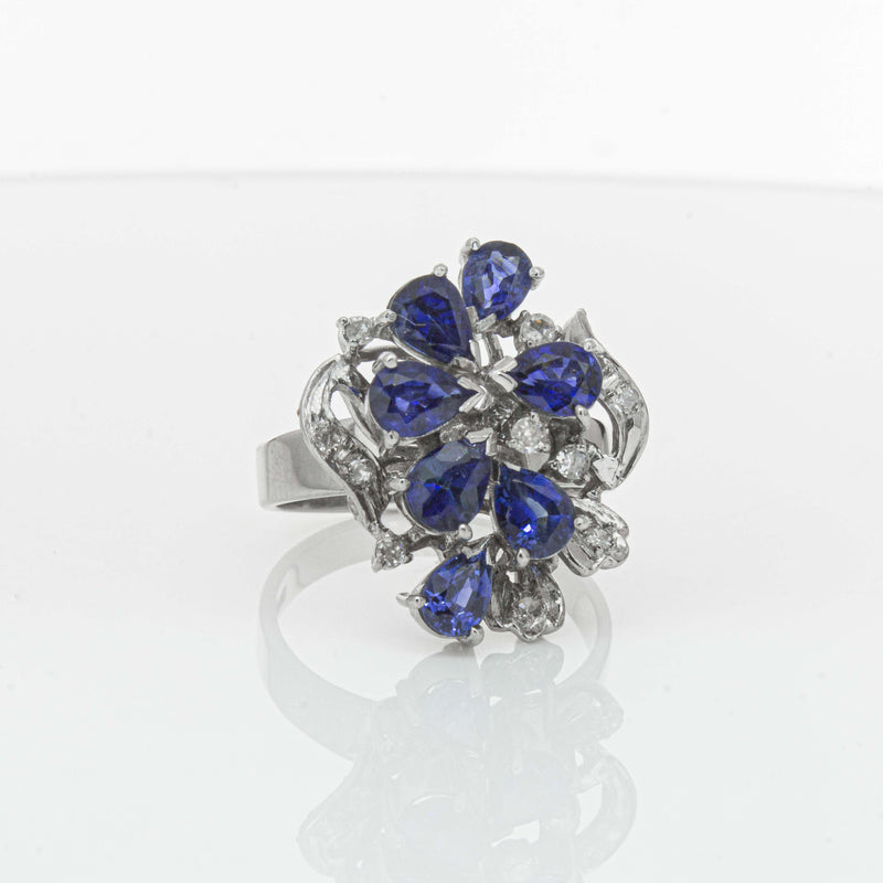 Deja Vu Silver/Palladium/Gold Sapphire & Diamond Ring - Ring - Walker & Hall