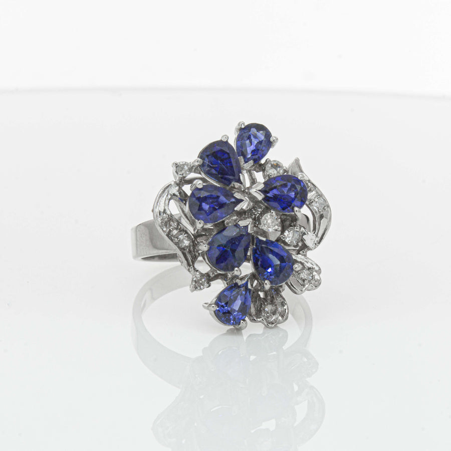 Deja Vu Silver/Palladium/Gold Sapphire & Diamond Ring - Ring - Walker & Hall