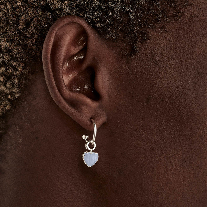 Stolen Girlfriends Club Love Anchor Earrings - Sterling Silver & Blue Lace Agate-Earrings-Walker & Hall