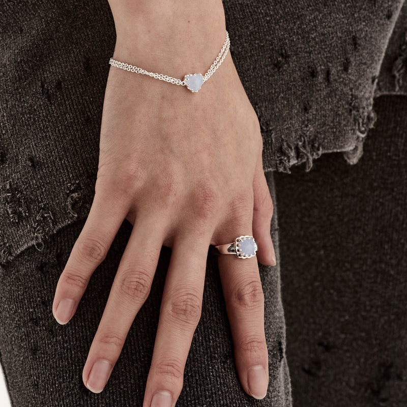 Stolen Girlfriends Club Love Claw Bracelet - Sterling Silver & Blue Lace Agate-Bracelet-Walker & Hall