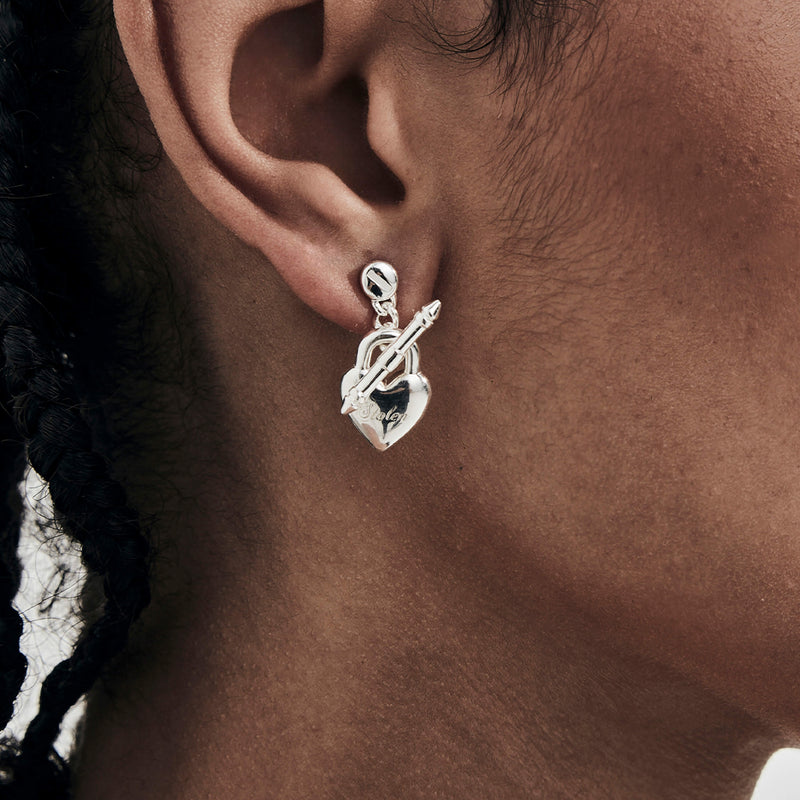 Stolen Girlfriends Club Love Locket Fob Earrings - Sterling Silver-Earrings-Walker & Hall