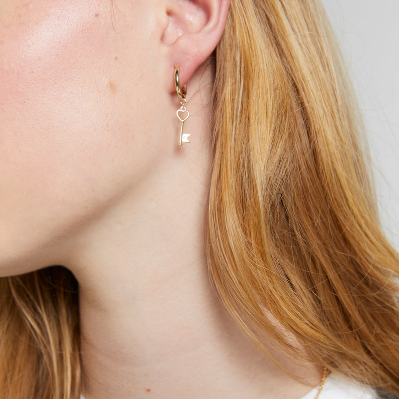 Karen Walker Monogram Key Hoops - Sterling Silver-Earrings-Walker & Hall