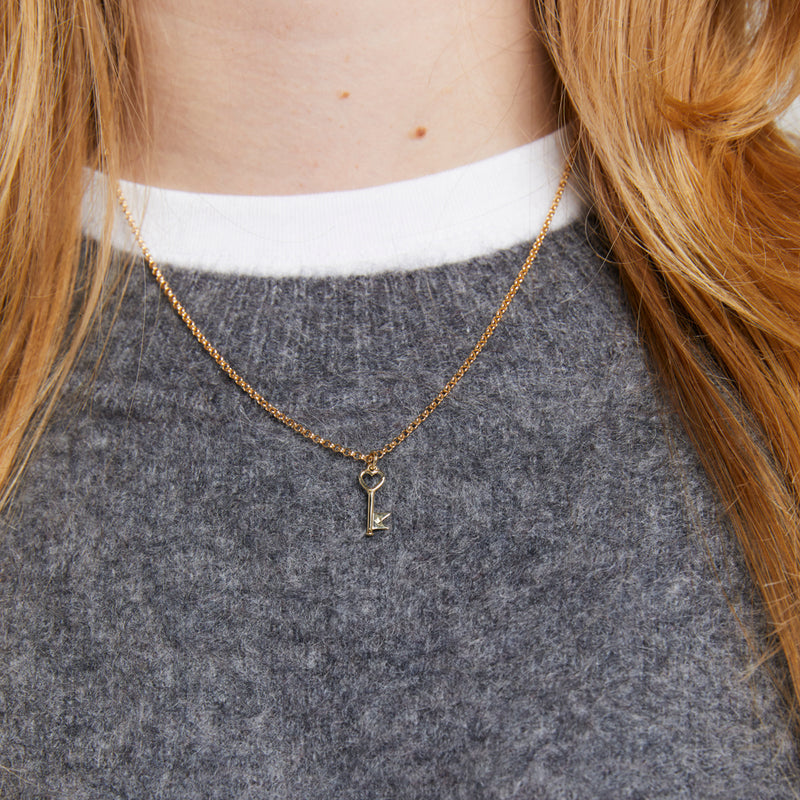 Karen Walker Super Monogram Key Necklace - 9ct Yellow Gold-Necklace-Walker & Hall