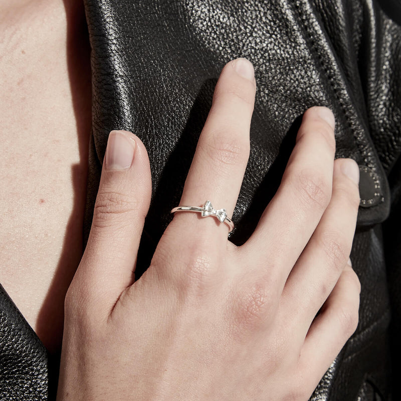 Stolen Girlfriends Club Micro Bow Ring - Sterling Silver-Ring-Walker & Hall