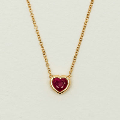 18ct Yellow Gold 1.04ct Ruby Heart Natalia Pendant - Necklace - Walker & Hall