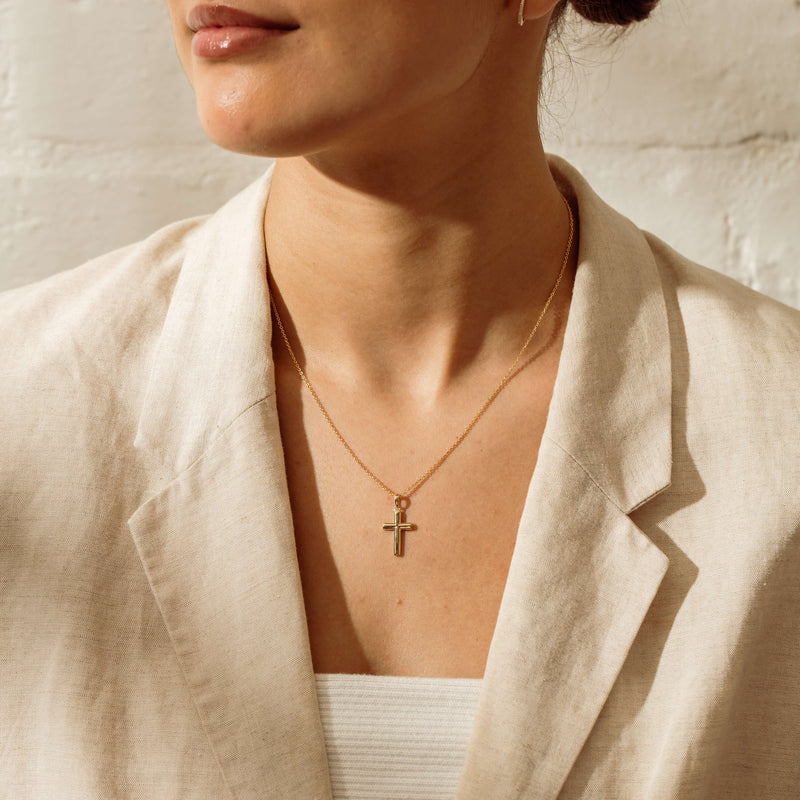 9ct Yellow Gold Cross Pendant - Necklace - Walker & Hall