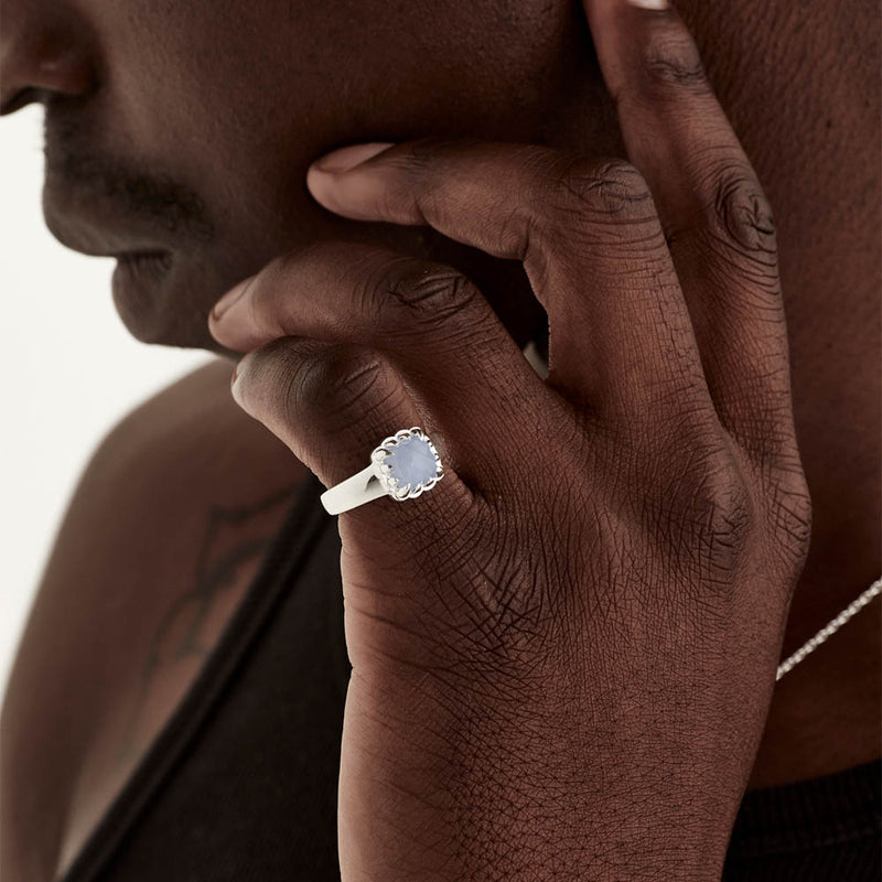 Stolen Girlfriends Club Baby Claw Ring - Sterling Silver & Blue Lace Agate-Ring-Walker & Hall