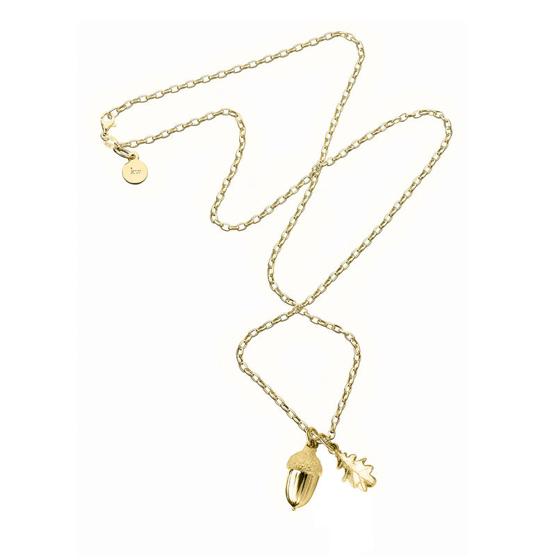 Karen Walker Acorn & Leaf Necklace - Gold Plated - Necklace - Walker & Hall