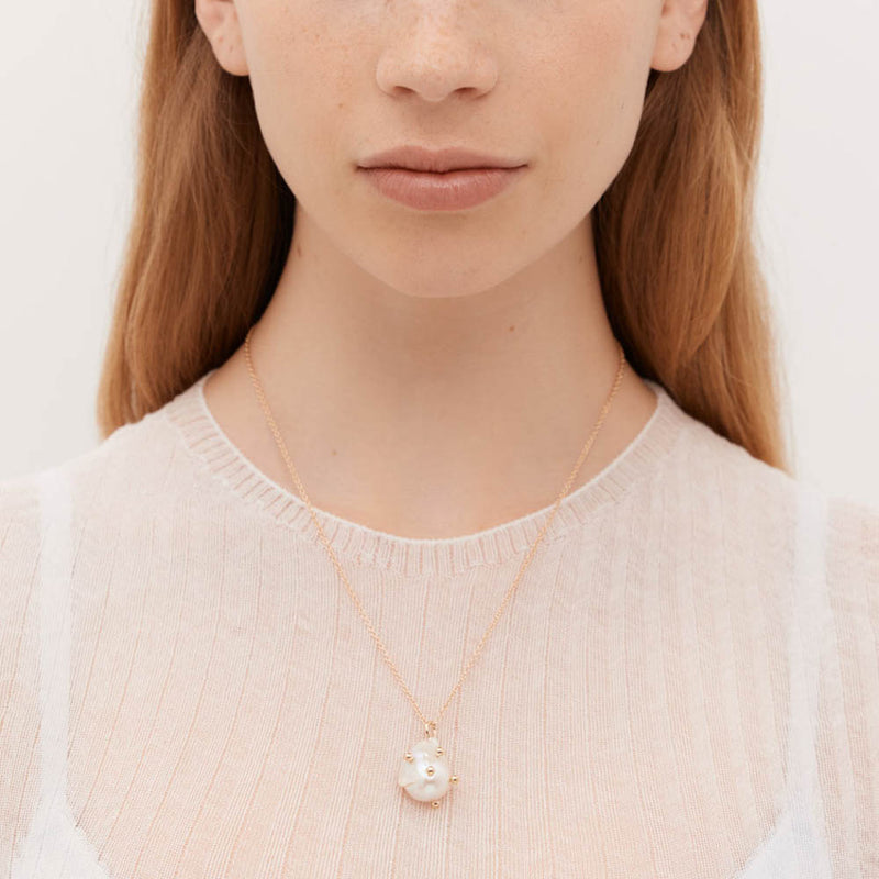 Meadowlark Anemone Pearl Chain Necklace - Sterling Silver-Necklace-Walker & Hall