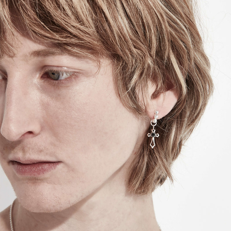 Stolen Girlfriends Club Blind Faith Earrings - Silver & Onyx - Earrings - Walker & Hall