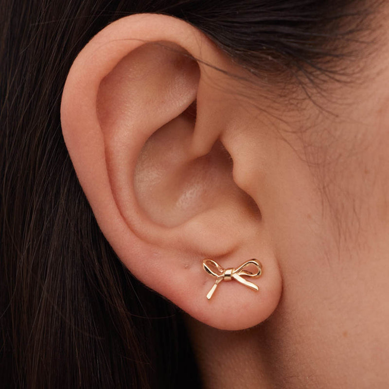 Meadowlark Bow Earrings - Gold Plated-Earrings-Walker & Hall