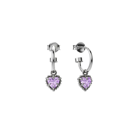 Stolen Girlfriends Club Dahlia's Heart Anchor Earrings - Pink Amethyst - Earrings - Walker & Hall