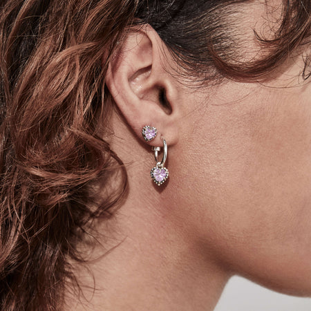 Stolen Girlfriends Club Dahlia's Heart Anchor Earrings - Pink Amethyst - Earrings - Walker & Hall