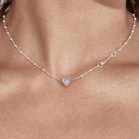 Stolen Girlfriends Club Dahlia's Heart Necklace - Pink Amethyst - Necklace - Walker & Hall