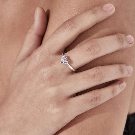 Stolen Girlfriends Club Dahlia's Heart Ring - Pink Amethyst - Ring - Walker & Hall