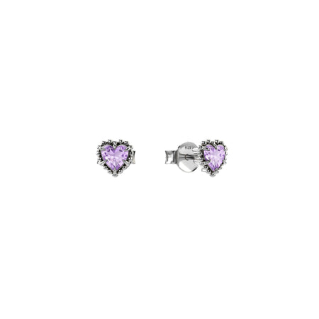 Stolen Girlfriends Club Dahlia's Heart Stud Earrings - Pink Amethyst - Earrings - Walker & Hall