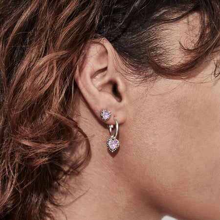 Stolen Girlfriends Club Dahlia's Heart Stud Earrings - Pink Amethyst - Earrings - Walker & Hall