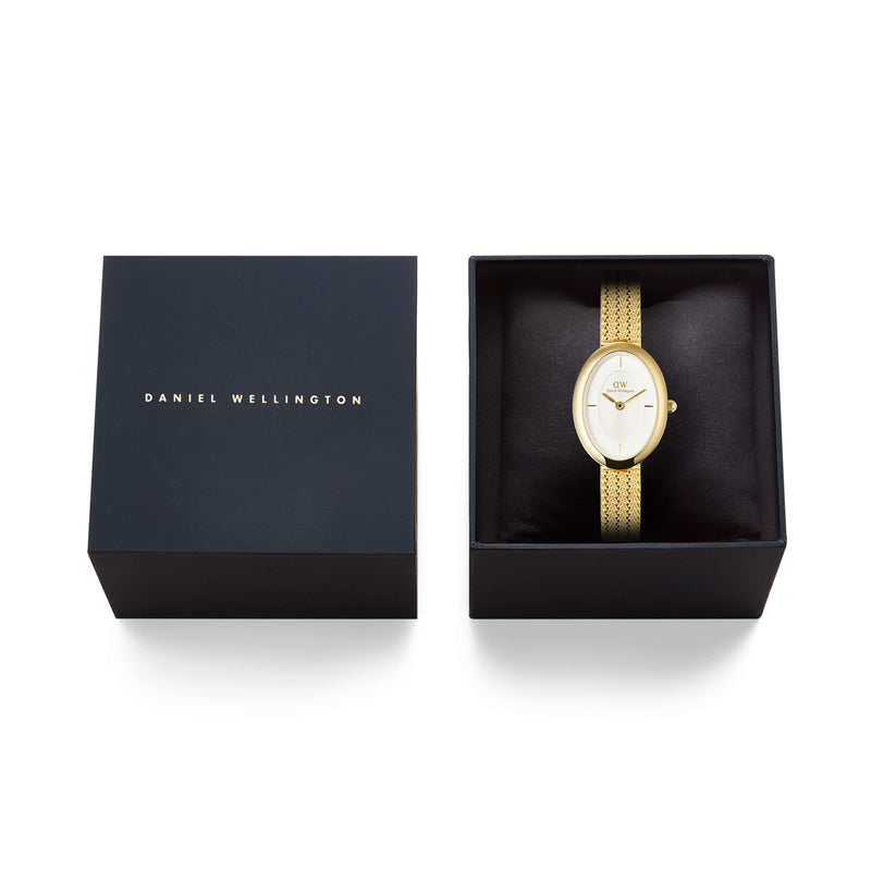 Daniel Wellington Juliette Braided Mesh White Sunray Gold Watch - Watch - Walker & Hall